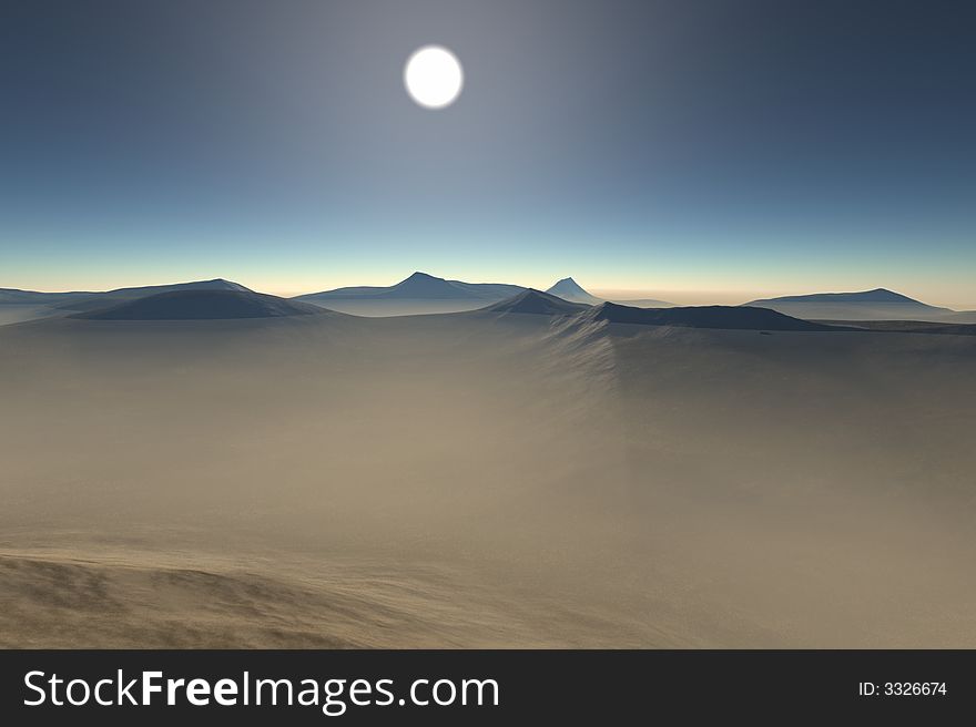 3d render of the desert