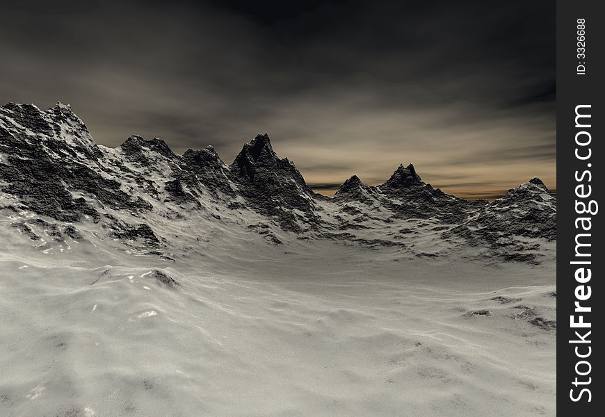 3d render of icy mountain
