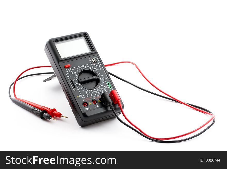 Digital multimeter, isolate on white. Digital multimeter, isolate on white