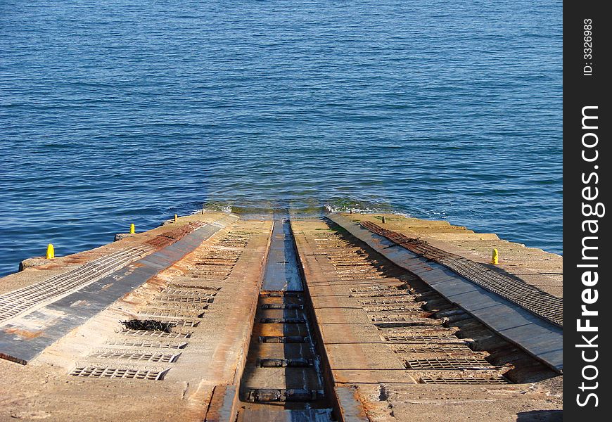 A slipway for the emergency lifeboat rescue team. A slipway for the emergency lifeboat rescue team