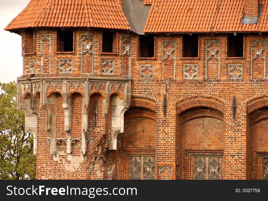Fragment of castle tower in Malbork, Poland