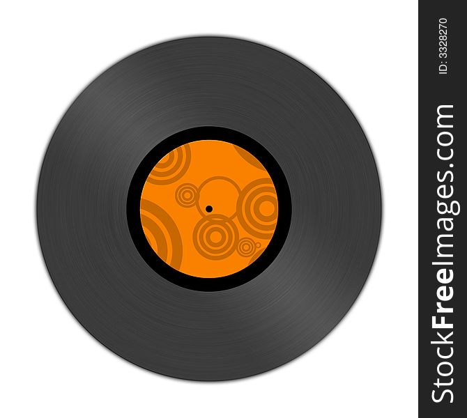 Illustration of an antique vinyl record album with orange label.