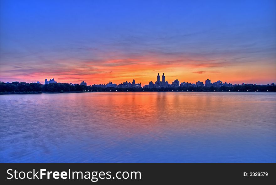 Sunset over the upper West side of Manhattan. Sunset over the upper West side of Manhattan