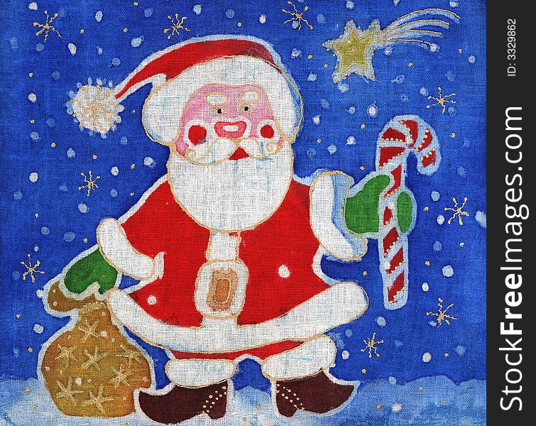 Image of my batik artwork with a Santa Claus. Image of my batik artwork with a Santa Claus