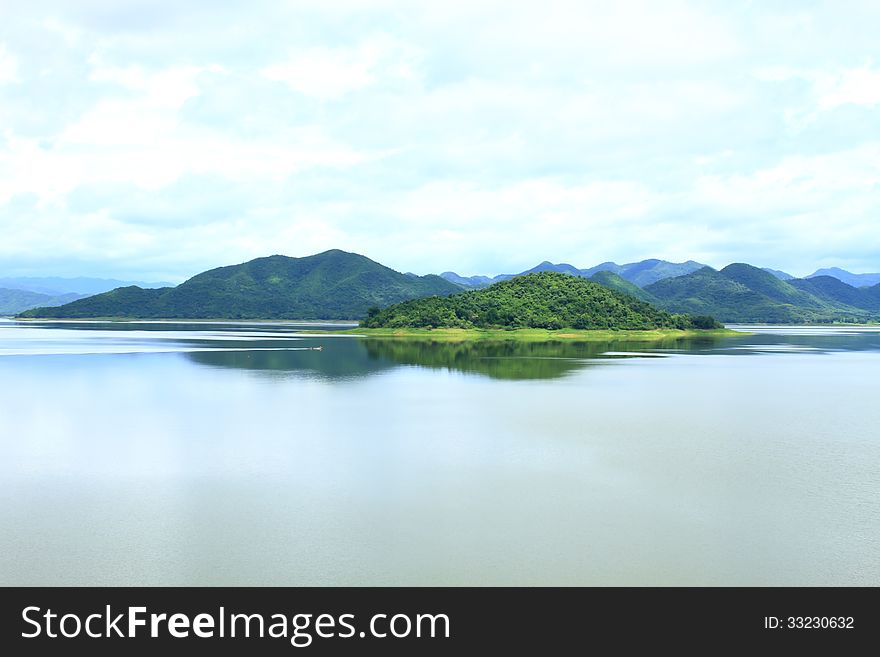 Views over the reservoir Kaengkrachan dam, Phetchaburi Thailand