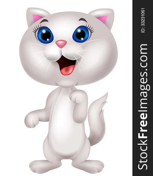 Illustration of Cute white cat cartoon