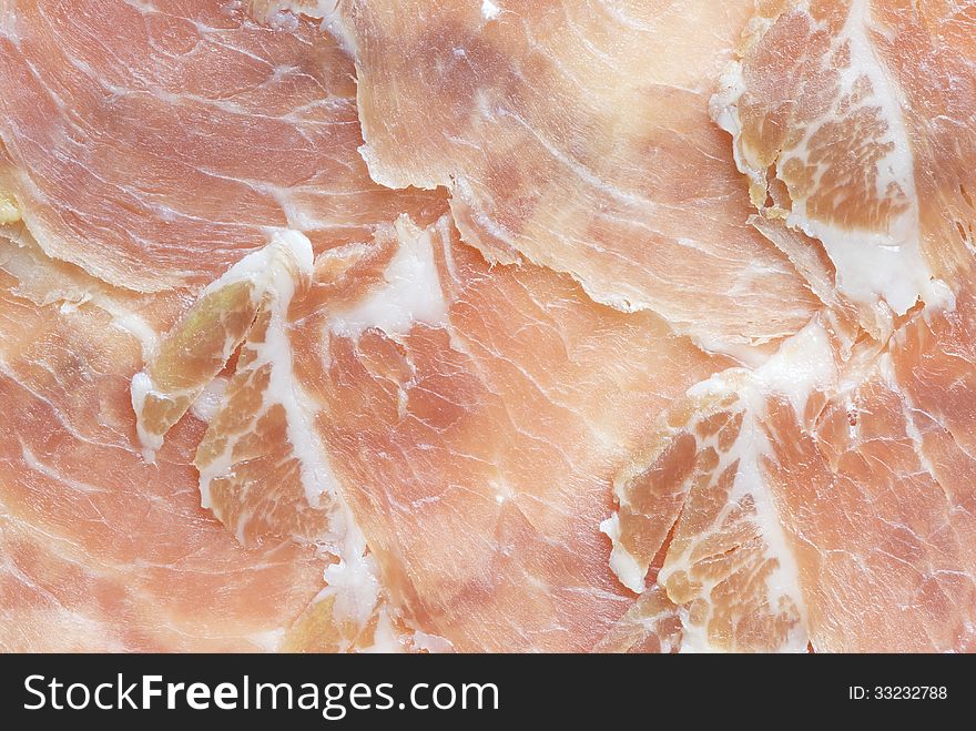 Texture of the thin slices of ham