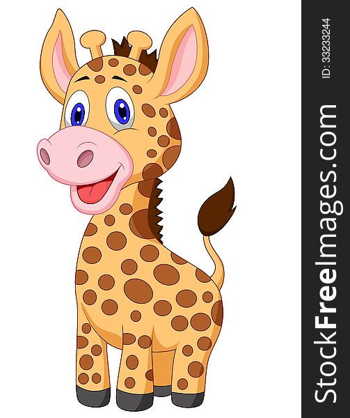 Illustration of Cute baby giraffe cartoon