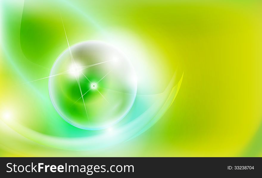 Green abstract background and transparent bubble. Green abstract background and transparent bubble