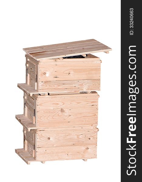 Wood Case use for Bee Nest on White Background