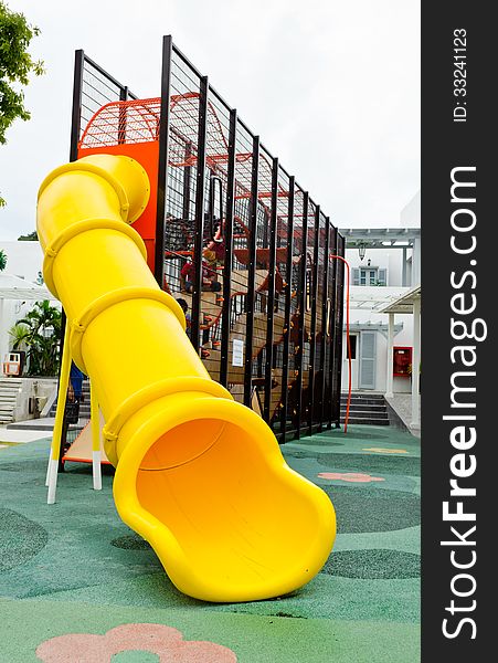 Playground equipment at an outdoor park