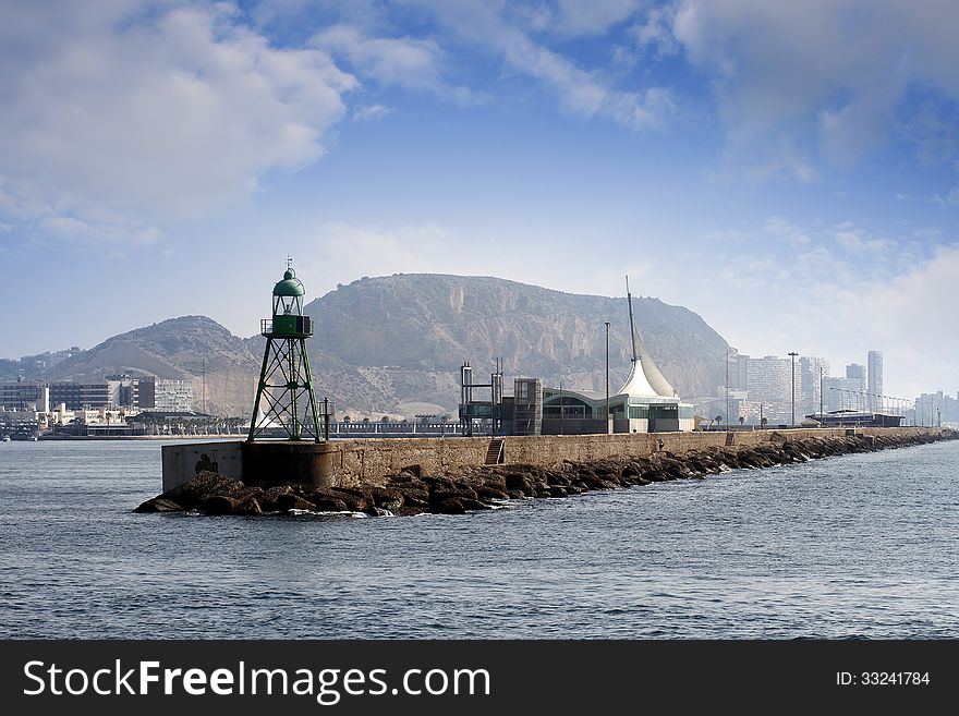 Lighthouse in the port of Alicante