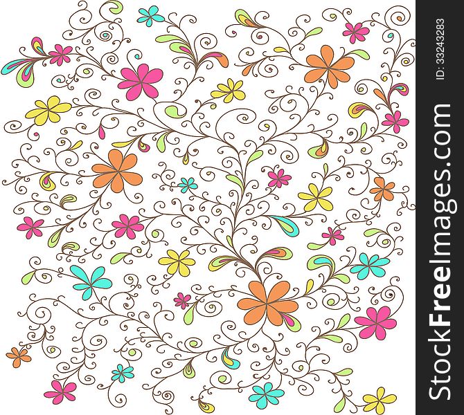Decorative Floral Pattern Colored