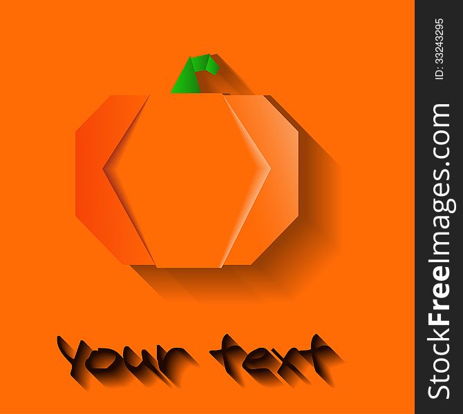 Vector Orange Origami Halloween Pumpkin