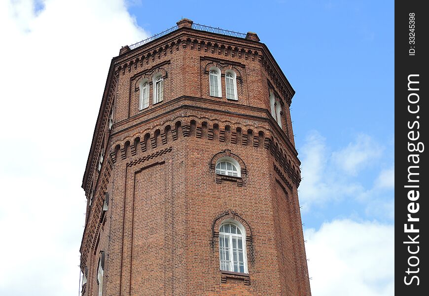 The old water tower of the 19th century red brick. The old water tower of the 19th century red brick