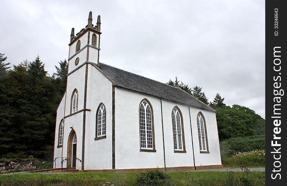 A Traditional White Painted Scottish Chapel Building.
