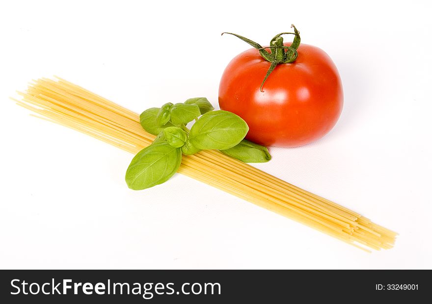 Italian pasta ingredient over white background studio shot. Italian pasta ingredient over white background studio shot