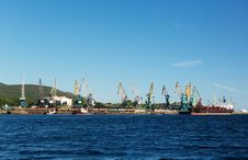 Port With Cranes And Ships Royalty Free Stock Photos Port With Cranes And Ships Royalty Free Stock Photos