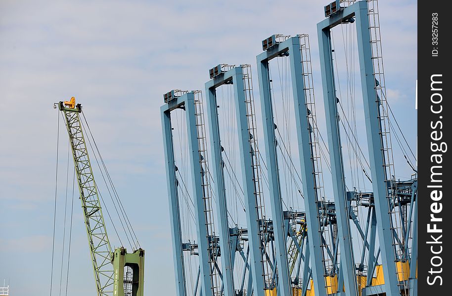 Gantry cranes at the harbor of Antwerp.