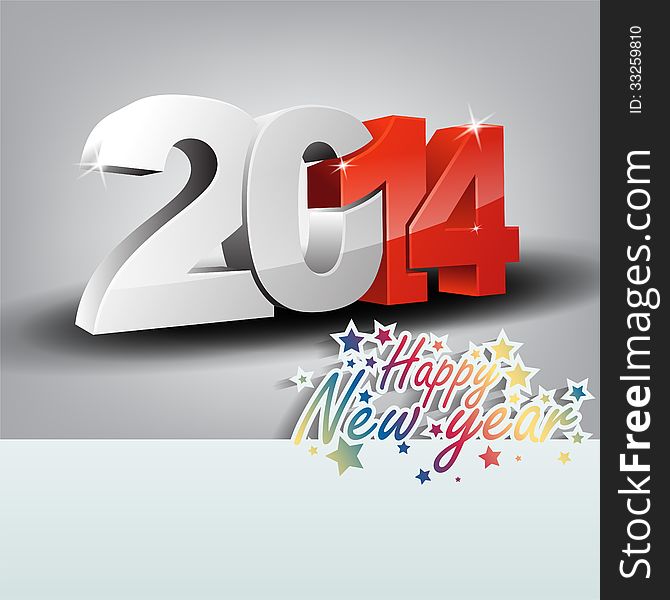 New 2014 year 3D greeting card, with space for text. Happy new year. New 2014 year 3D greeting card, with space for text. Happy new year.