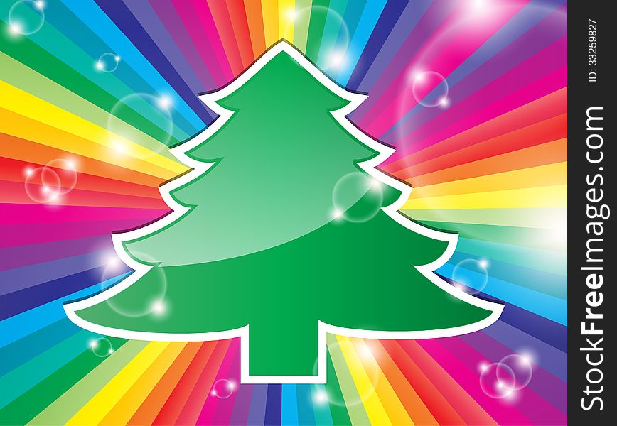 Merry Christmas multicolored background with a tree and space for text. Merry Christmas multicolored background with a tree and space for text.