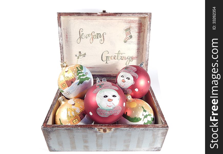 Vintage Box With Christmas Decorations