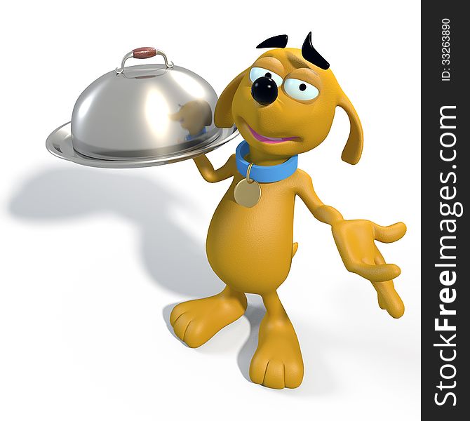 Brown Cartoon Dog Waiter