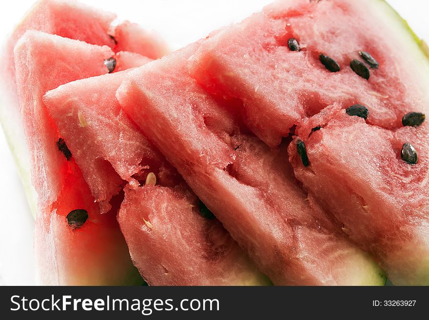 Five pieces of refreshing juicy watermelon closeup. Five pieces of refreshing juicy watermelon closeup