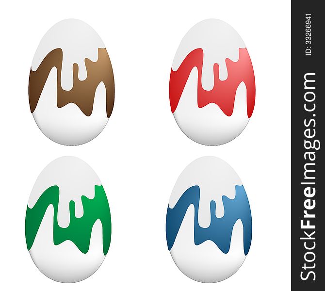 Brown, red, green and blue easter eggs