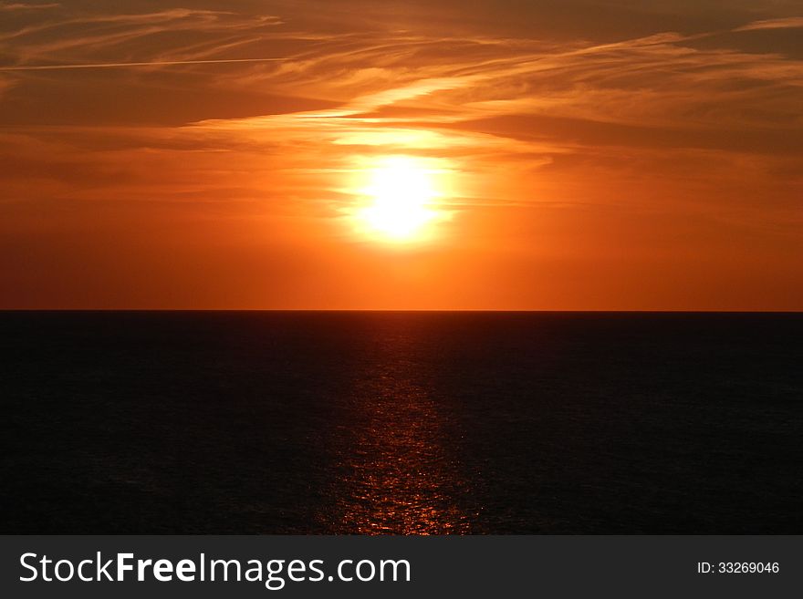 Beautiful sunset over open water. Beautiful sunset over open water