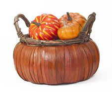 Pumpkins In Straw Basket Royalty Free Stock Photo Pumpkins In Straw Basket Royalty Free Stock Photo