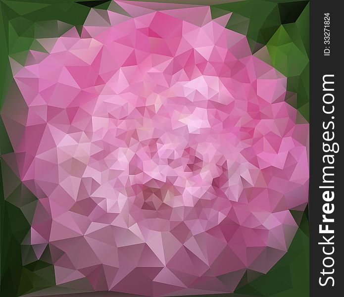 Peony Flower Stylized Triangle Background. Peony Flower Stylized Triangle Background