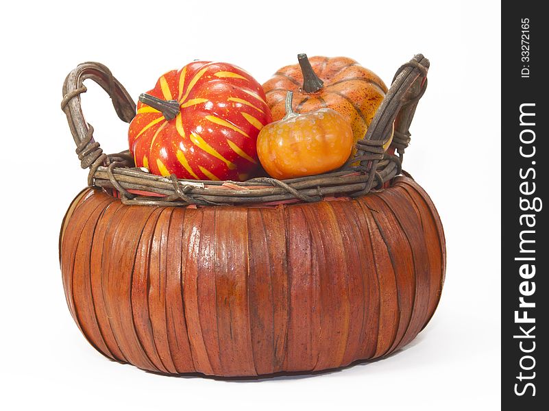 Pumpkins in Straw Basket