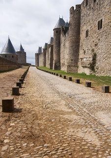 Old Walls Fortified Of Carcasson Castle, France Royalty Free Stock Images Old Walls Fortified Of Carcasson Castle, France Royalty Free Stock Images
