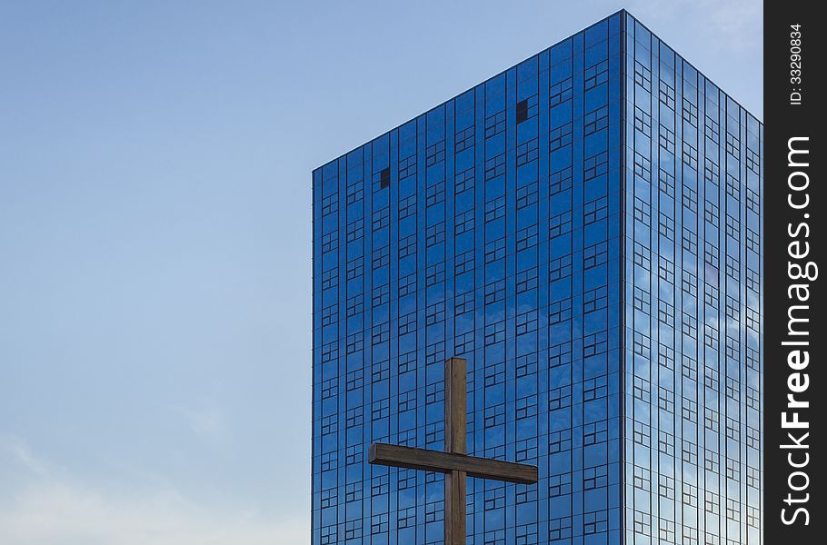 Modern Office Building And Cross