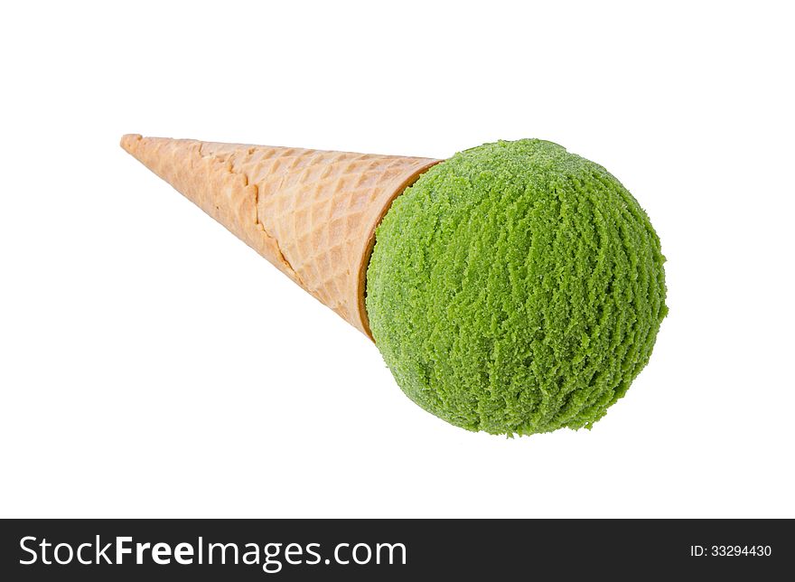 Ice cream with cone on white background