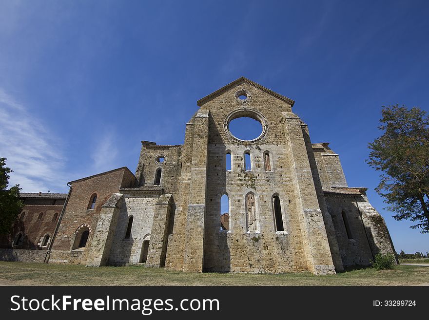 A view of old abbey in Tuscany, Italy.