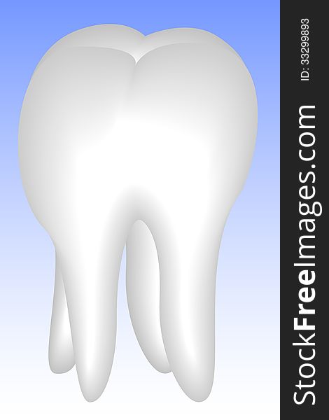 3D Tooth on blue gradual background