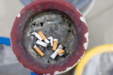 Pile Of Smoked Cigarettes. Royalty Free Stock Photos