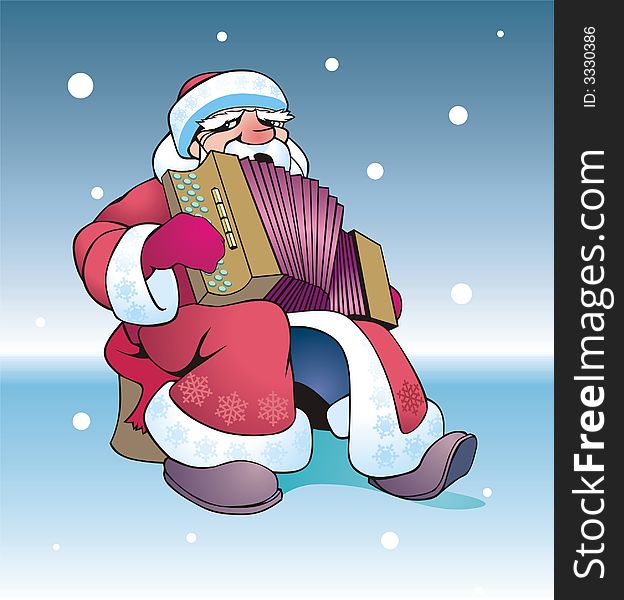 Russian Santa plays on an accordion. Russian Santa plays on an accordion