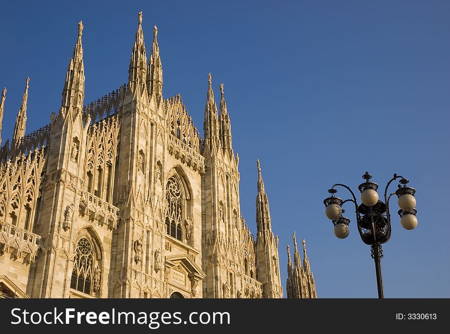 The marble facade of the dome Santa Maria Nascente in Milan - Italy. The marble facade of the dome Santa Maria Nascente in Milan - Italy