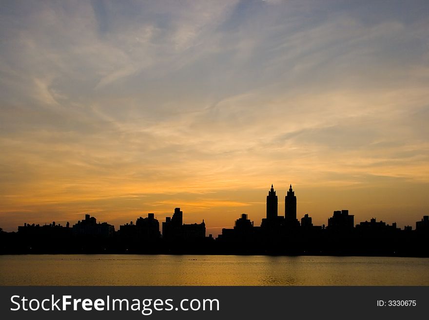 Sunset over the upper West side of Manhattan. Sunset over the upper West side of Manhattan