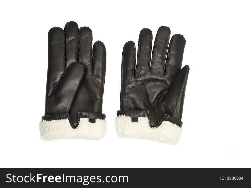 Fur leather gloves for the man. Fur leather gloves for the man