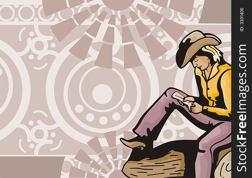 Vector background with a blonde cowgirl. Vector background with a blonde cowgirl.