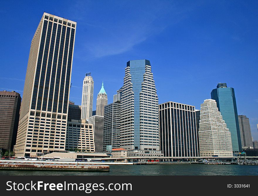 The New York City skyline from a tour boat