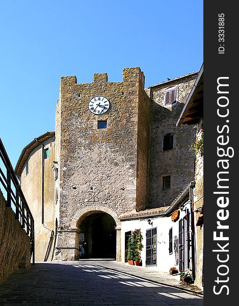 The door of fortify village in the tuscany. The door of fortify village in the tuscany