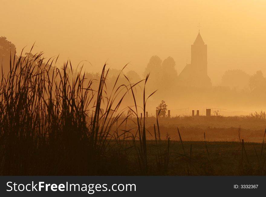 Sunset Silhouette Church