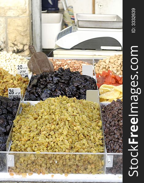 Dried fruits on display