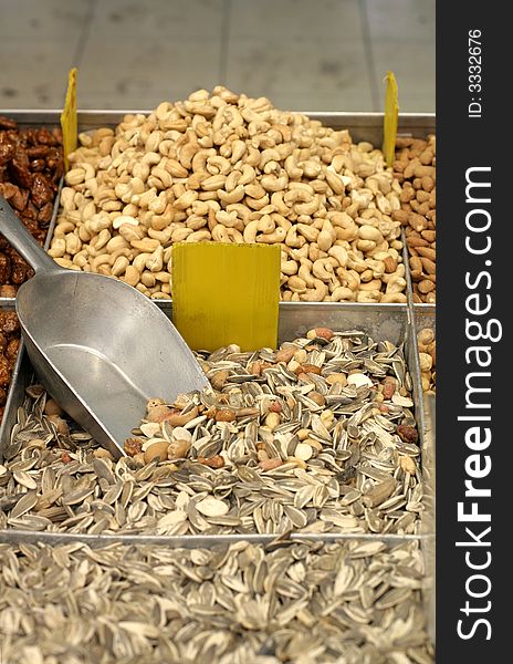 Sunflower seed and other nuts mix in market