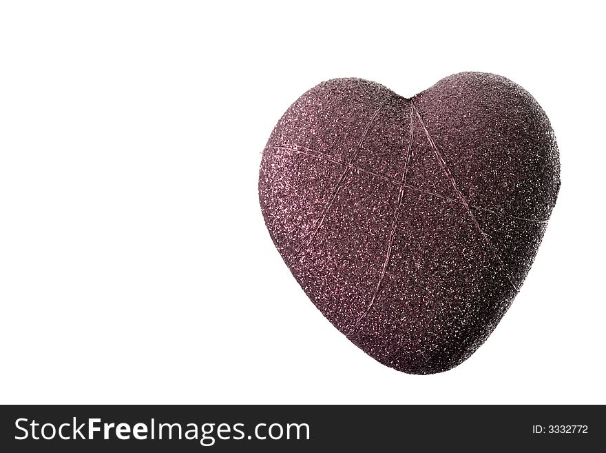 Dark-Pink heart with glitter. Isolated on white.